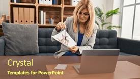  Presentation with test - PPT layouts featuring middle-age-blonde-woman-psychologist background and a coral colored foreground