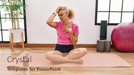  Presentation with flu virus - Presentation theme enhanced with middle-age-blonde-woman-sitting background and a coral colored foreground