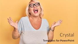  Presentation with frustration - Presentation theme consisting of middle-age-blonde-woman-wearing background and a yellow colored foreground