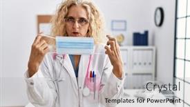  Presentation with negative - Presentation having middle-age-blonde-woman-wearing background and a  colored foreground