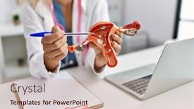  Presentation with uterus - Presentation theme featuring middle-age-blonde-woman-wearing background and a  colored foreground