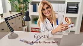  Presentation with fetus - PPT layouts having middle-age-blonde-woman-wearing background and a mint green colored foreground