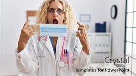  Presentation with medical face mask - Presentation theme consisting of middle-age-blonde-woman-wearing background and a  colored foreground