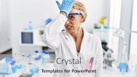  Presentation with memory - Presentation design featuring middle-age-blonde-woman-working background and a light gray colored foreground