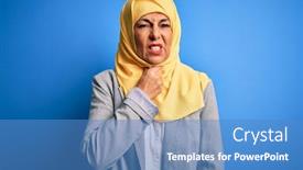  Presentation with infection - Amazing slides having middle-age-brunette-business-woman backdrop and a teal colored foreground