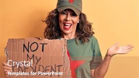  Presentation with president - Presentation consisting of middle-age-brunette-communist-woman background and a coral colored foreground