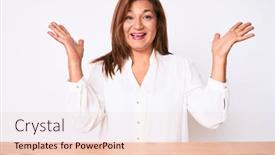  Presentation with business casual - PPT layouts consisting of middle-age-brunette-hispanic-business background and a lemonade colored foreground