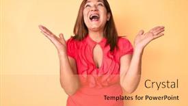  Presentation with hispanic - Audience pleasing PPT theme consisting of middle-age-brunette-hispanic-woman backdrop and a yellow colored foreground