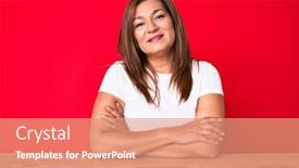  Presentation with hispanic - Slide set having middle-age-brunette-hispanic-woman background and a  colored foreground