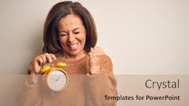  Presentation with clasic - Amazing presentation design having middle-age-brunette-woman-holding backdrop and a coral colored foreground