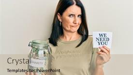  Presentation with charity - Presentation theme consisting of middle-age-brunette-woman-holding background and a mint green colored foreground