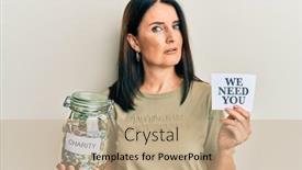  Presentation with charity - Presentation consisting of middle-age-brunette-woman-holding background and a coral colored foreground