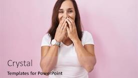  Presentation with scandal - Slides with middle-age-brunette-woman-standing background and a lemonade colored foreground