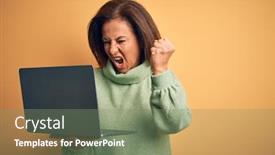  Presentation with anger - Beautiful slides featuring middle-age-brunette-woman-using backdrop and a seafoam green colored foreground