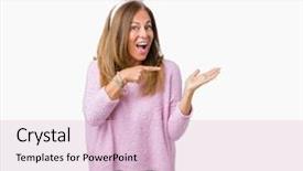  Presentation with rabbit - Presentation design enhanced with middle age brunette woman wearing background and a lemonade colored foreground