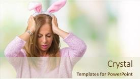  Presentation with middle east demographic - Cool new theme with middle age brunette woman wearing backdrop and a soft green colored foreground