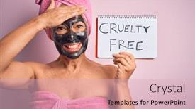  Presentation with cruelty - Beautiful presentation design featuring middle-age-brunette-woman-wearing backdrop and a lemonade colored foreground