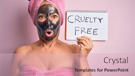  Presentation with cruelty - Presentation consisting of middle-age-brunette-woman-wearing background and a lemonade colored foreground