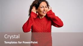  Presentation with deaf - Amazing slides having middle-age-brunette-woman-wearing backdrop and a coral colored foreground