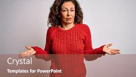  Presentation with arabian woman wearing hijab muslim - Cool new PPT theme with middle-age-brunette-woman-wearing backdrop and a red colored foreground