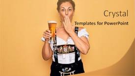  Presentation with oktoberfest - Cool new theme with middle-age-brunette-woman-wearing backdrop and a yellow colored foreground