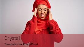  Presentation with hijab - Slide set with middle-age-brunette-woman-wearing background and a red colored foreground