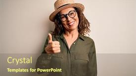  Presentation with success - Slide set featuring middle-age-brunette-woman-wearing background and a tawny brown colored foreground