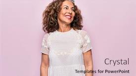  Presentation with princess - Presentation theme featuring middle-age-brunette-woman-wearing background and a lemonade colored foreground