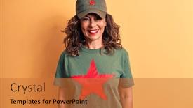  Presentation with communism - Presentation design having middle-age-brunette-woman-wearing background and a red colored foreground