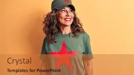  Presentation with star red - PPT layouts consisting of middle-age-brunette-woman-wearing background and a red colored foreground