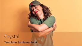  Presentation with communism - Slide deck consisting of middle-age-brunette-woman-wearing background and a gold colored foreground