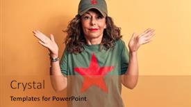  Presentation with communism - Colorful presentation theme enhanced with middle-age-brunette-woman-wearing backdrop and a red colored foreground