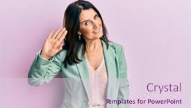  Presentation with saying - Slide deck enhanced with middle-age-brunette-woman-wearing background and a lemonade colored foreground