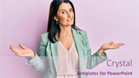  Presentation with comparison - Beautiful PPT theme featuring middle-age-brunette-woman-wearing backdrop and a lemonade colored foreground