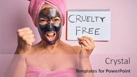  Presentation with black hand - Theme enhanced with middle-age-brunette-woman-wearing background and a lemonade colored foreground