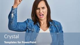  Presentation with denim - Theme enhanced with middle-age-brunette-woman-wearing background and a  colored foreground