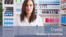  Presentation with working - PPT theme with middle-age-brunette-woman-working background and a  colored foreground