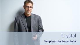  Presentation with business casual - Presentation theme featuring middle-age-businessman-in-business background and a sky blue colored foreground