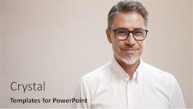  Presentation with business casual - Slide deck having middle-age-businessman-in-white background and a light gray colored foreground