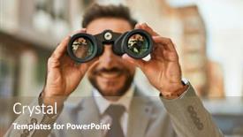  Presentation with new opportunity - Slide set having middle-age-businessman-looking background and a coral colored foreground