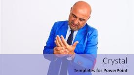  Presentation with sore throat - Colorful slide set enhanced with middle-age-businessman-wearing-suit backdrop and a light blue colored foreground