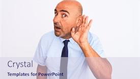  Presentation with tie - Slide deck having ear listening an hearing background and a lemonade colored foreground