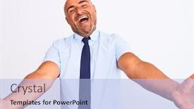  Presentation with hug - PPT theme having middle-age-businessman-wearing-tie background and a light blue colored foreground