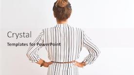  Presentation with body - Colorful presentation theme enhanced with middle-age-businesswoman-wearing-striped backdrop and a light gray colored foreground