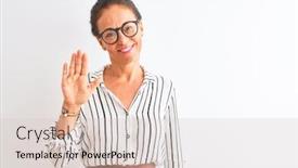  Presentation with saying - Beautiful theme featuring middle-age-businesswoman-wearing-striped backdrop and a lemonade colored foreground