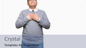  Presentation with bussines - Presentation design having middle age bussines arab man wearing glasses over isolated background smiling with hands on chest with closed eyes and grateful gesture on face health concept background and a seafoam green colored foreground