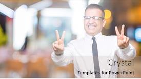  Presentation with bussines - PPT layouts with middle age bussines arab man wearing glasses over isolated background smiling looking to the camera showing fingers doing victory sign number two background and a mint green colored foreground