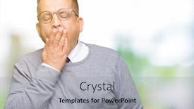  Presentation with bussines - Slide deck enhanced with middle age bussines arab man wearing glasses over isolated background bored yawning tired covering mouth with hand restless and sleepiness background and a light gray colored foreground