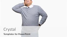  Presentation with bussines - Presentation theme featuring middle age bussines arab man wearing glasses over isolated background suffering of neck ache injury touching neck with hand muscular pain background and a white colored foreground