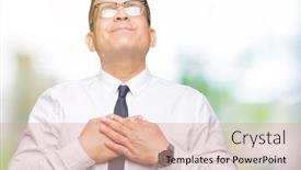  Presentation with bussines - Slide set featuring middle age bussines arab man wearing glasses over isolated background smiling with hands on chest with closed eyes and grateful gesture on face health concept background and a coral colored foreground